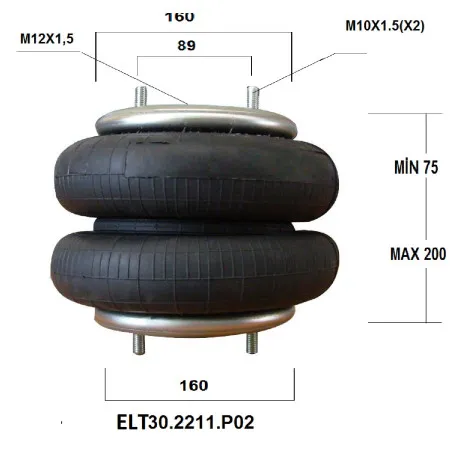 İki Katlı Körük Dorse Dingil Kaldırma Saplama-E30.2211.P02