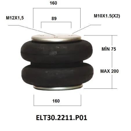 İki Katlı Körük Dorse Dingil Kaldırma Düz-E30.2211.P01