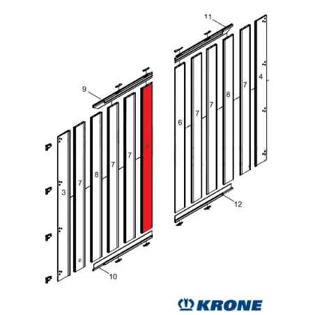 KRONE Arka Sol Kapı Profil Orta İç 3174 mm -515032093